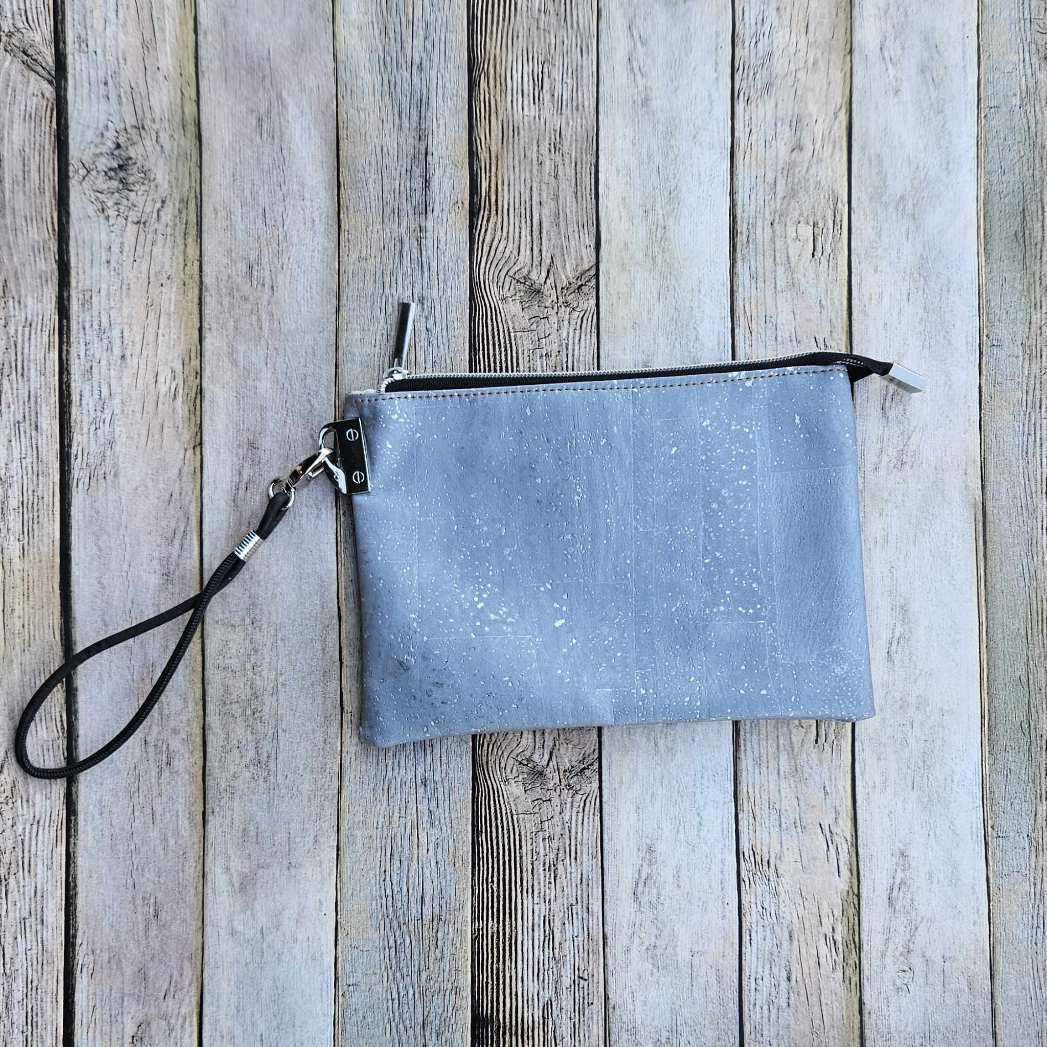 Oleta Belle Blue Cork Clutch with Fabric Card Slots