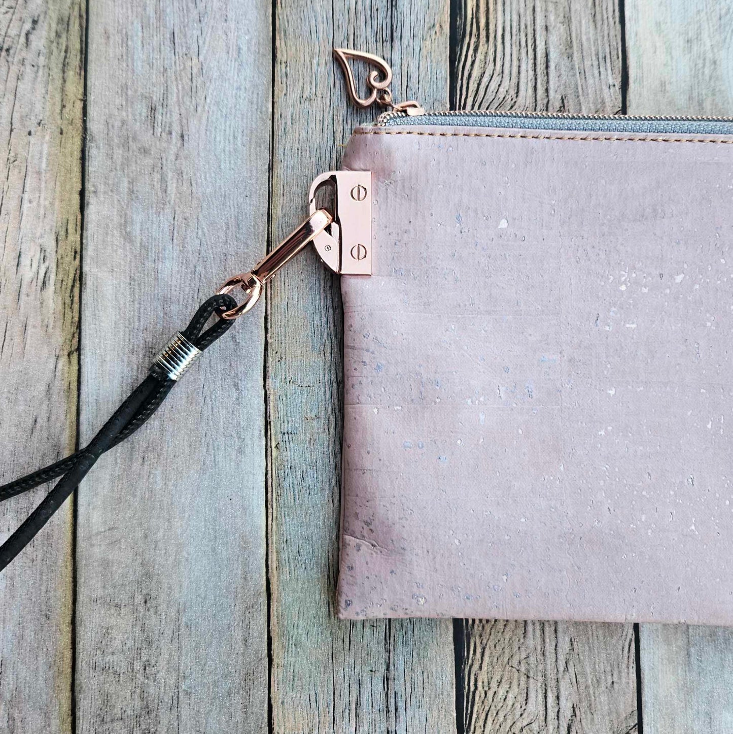 Oleta Belle Pink Cork Clutch Wristlet