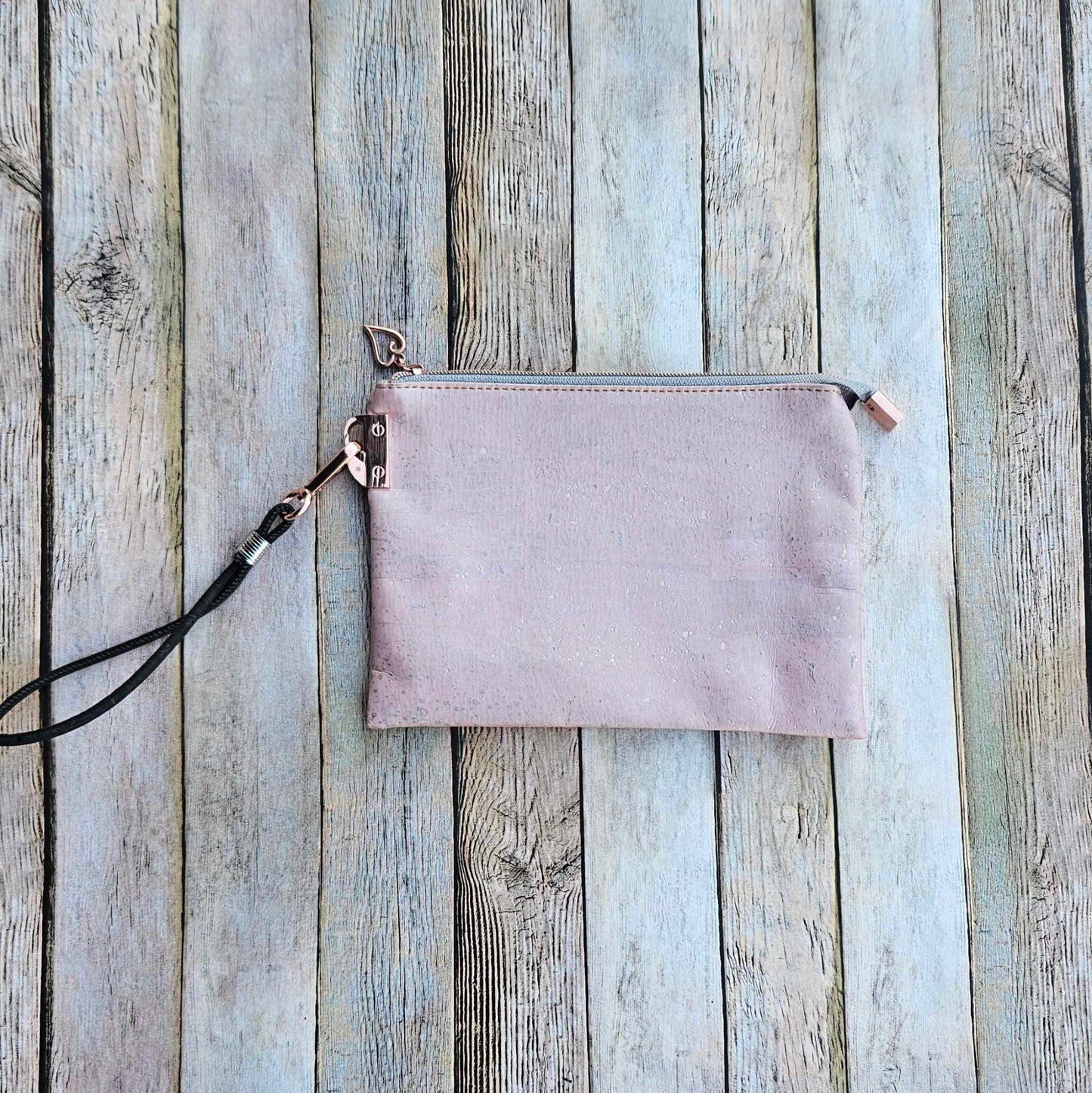 Oleta Belle Pink Cork Clutch Wristlet