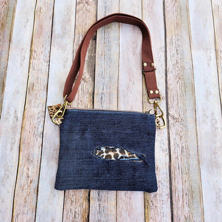 leopard crossbody, denim bag, kids bag, 