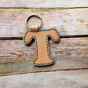 Laser burn, letter keychain, leather keychain, leather,