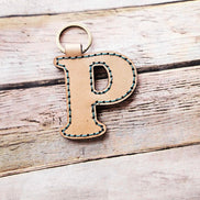 Laser burn, letter keychain, leather keychain, leather,