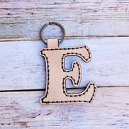 Laser burn, letter keychain, leather keychain, leather,