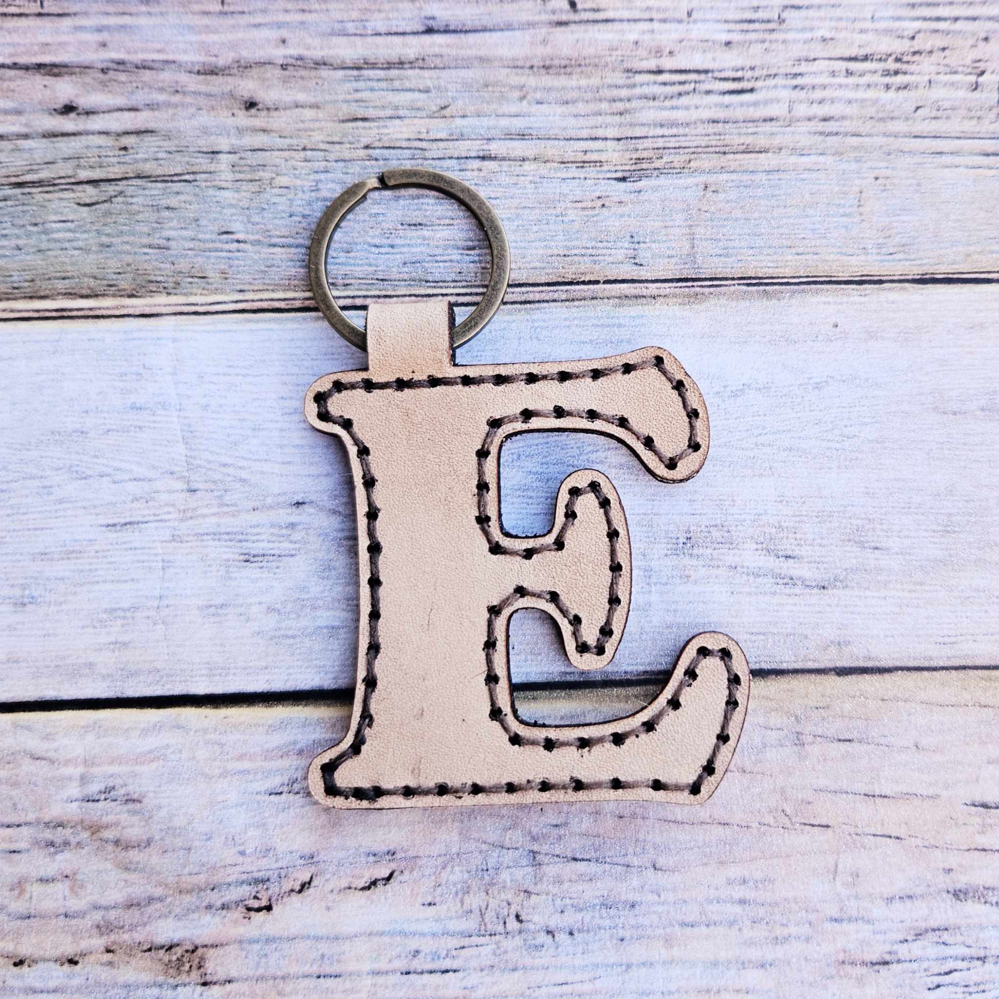 Laser burn, letter keychain, leather keychain, leather,