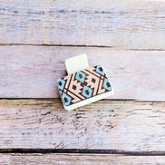 laser burned, claw, southwest, hand painted hair claw, leather clip