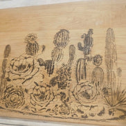 Laser Burned Cactus Cutting Board