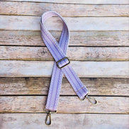 purple bag strap, boho lavender bag strap, handmade bag strap, purse strap, purple and white bag strap, lavender purse strap