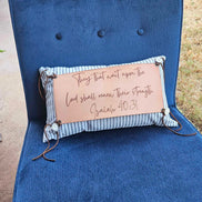leather quote pillow, laser burned pillow, interchangeable leather pillow 