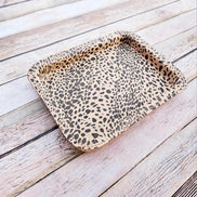 Large Rectangle Leopard Leather Valet Tray – Handcrafted in Texas