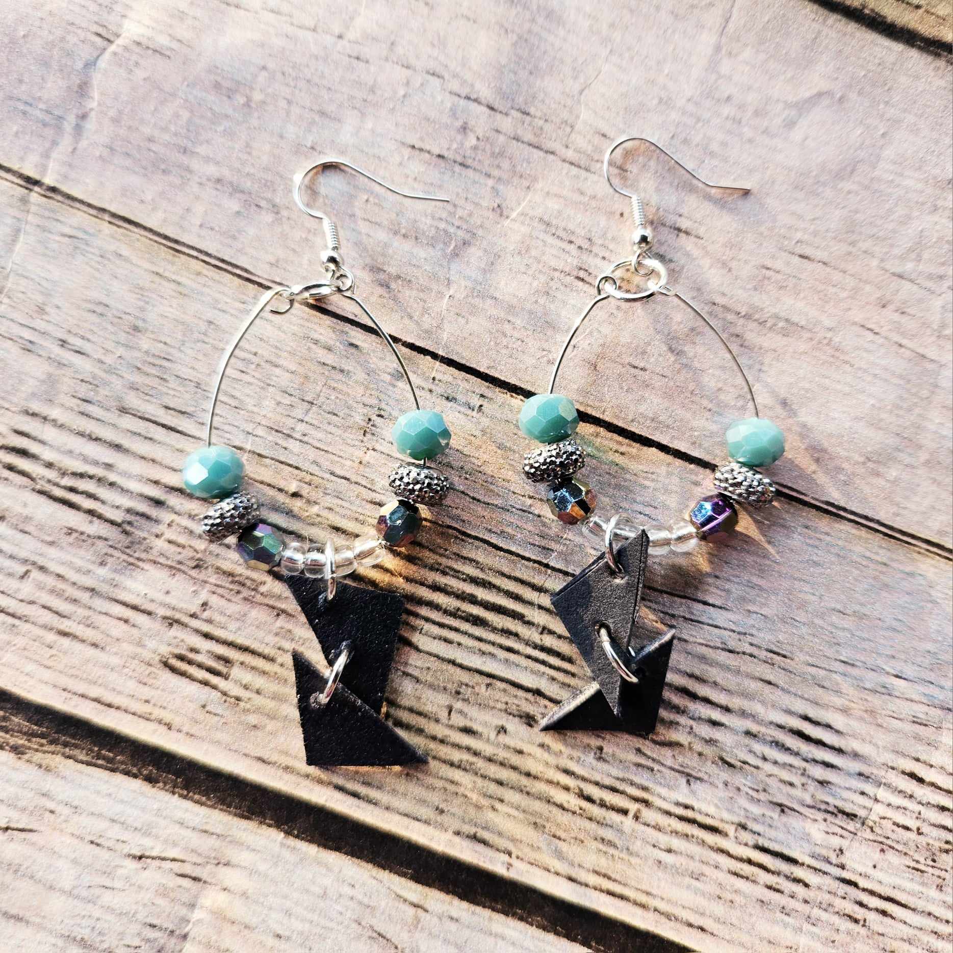 Black Leather Beaded Earrings Colletion 2