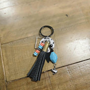 leather tassel Keychain, ammo keychain , bullet tassel keychain, beaded keychain, handmade keychain