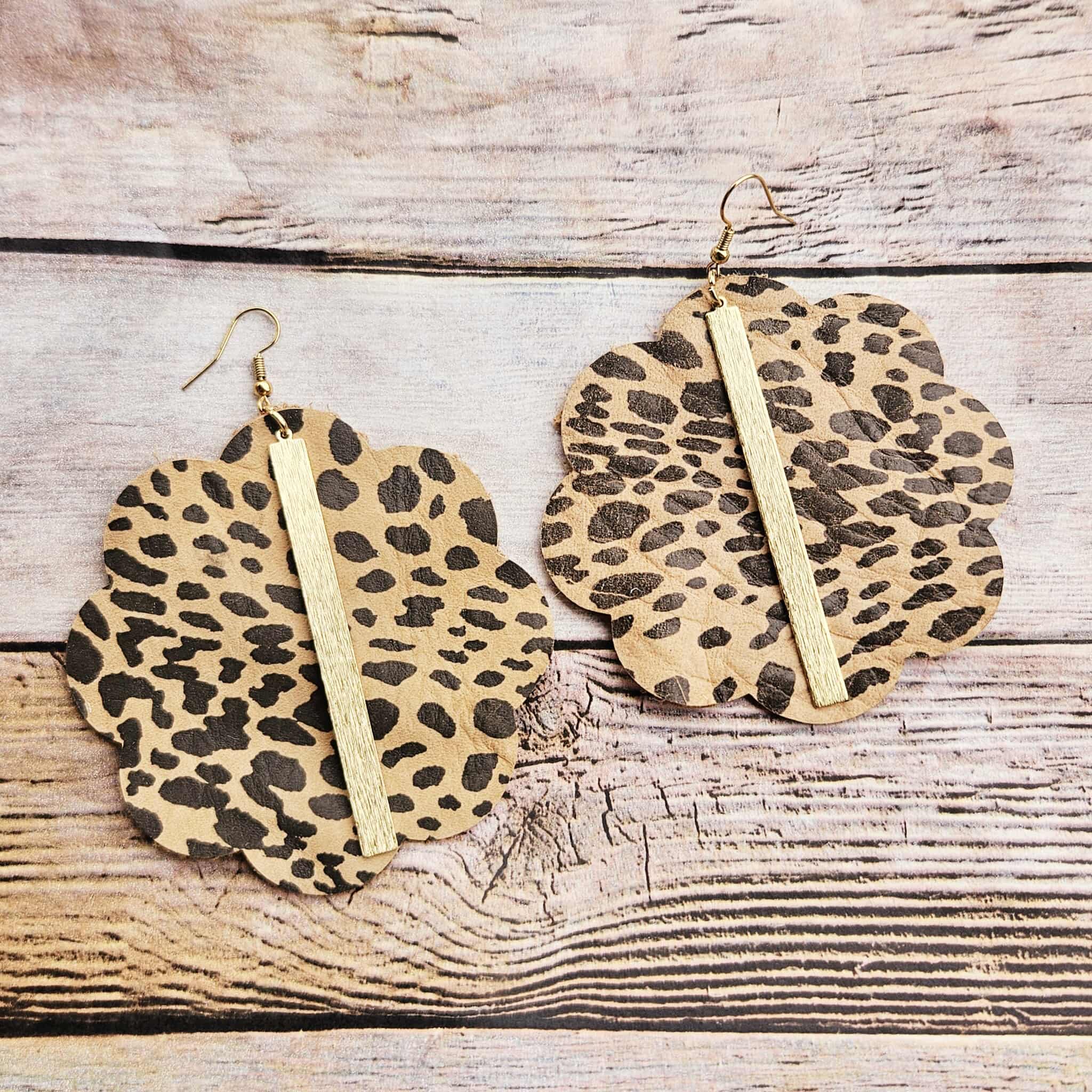 Handmade Leopard Leather Earrings in Diverse Shapes & Colors