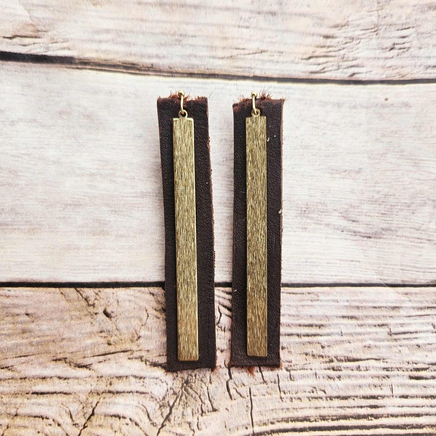 Dark Brown Leather Earrings Collection 2