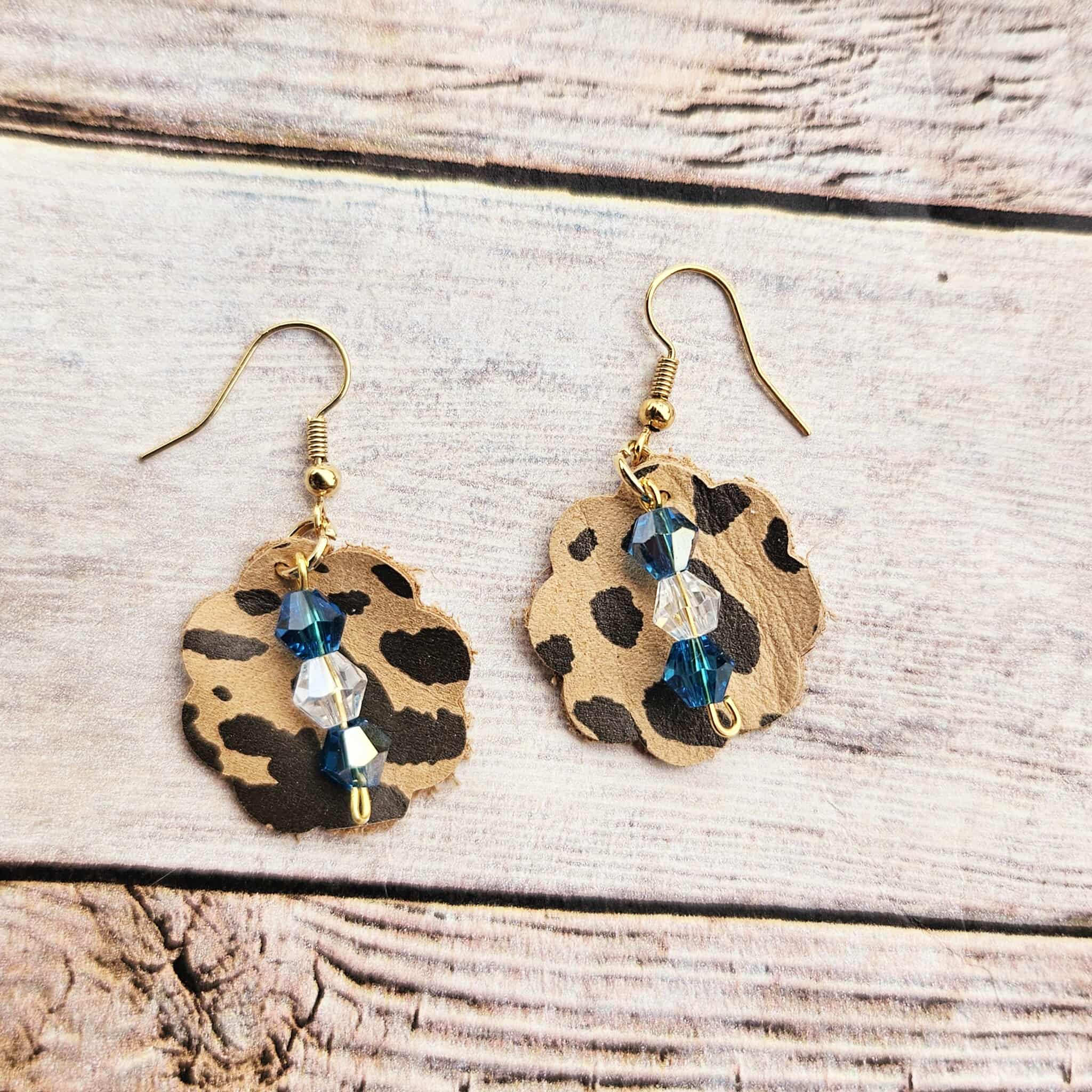 Handmade Leopard Leather Earrings in Diverse Shapes & Colors