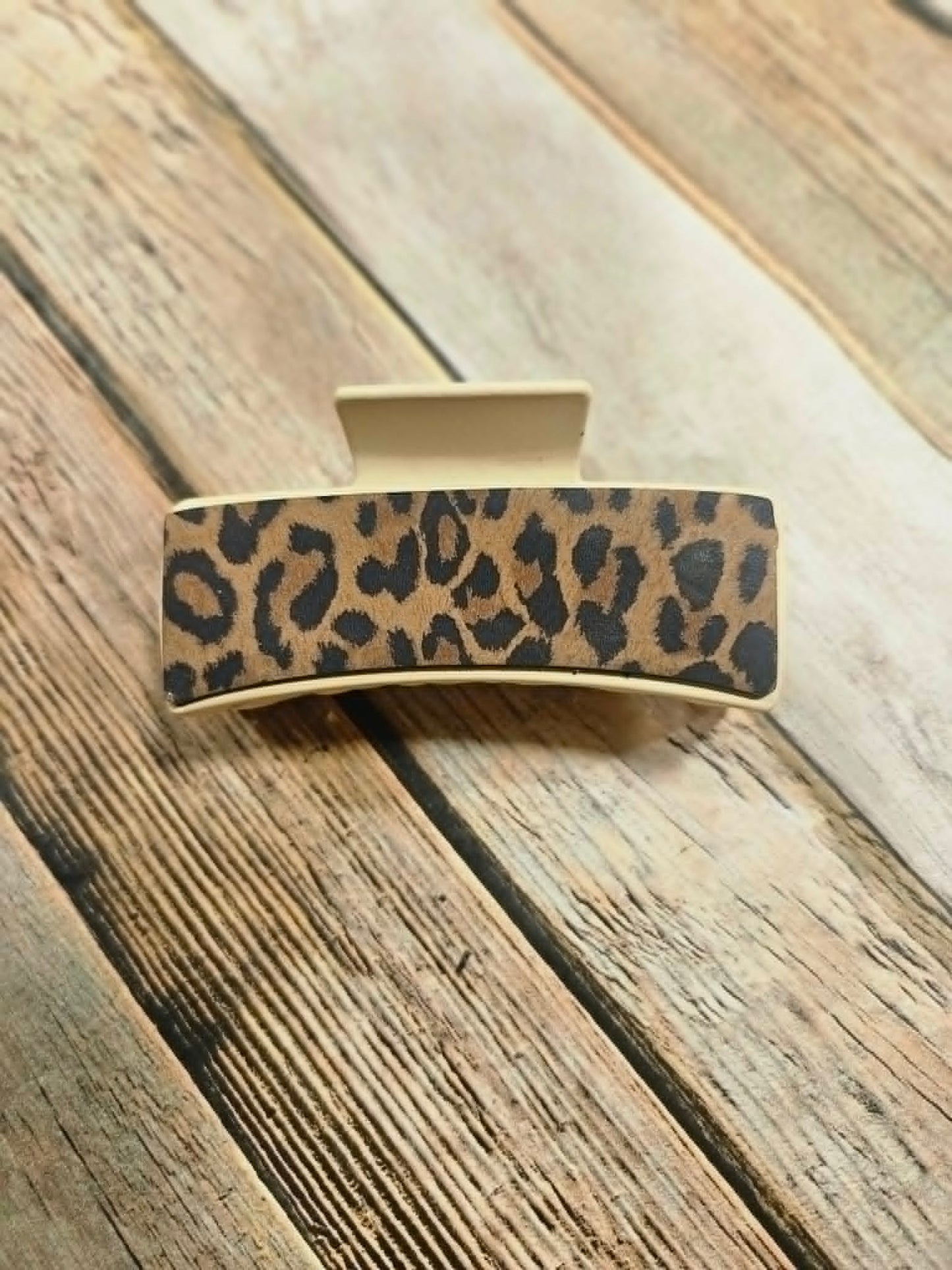 Laser Burned Leather Hair Claw Clip