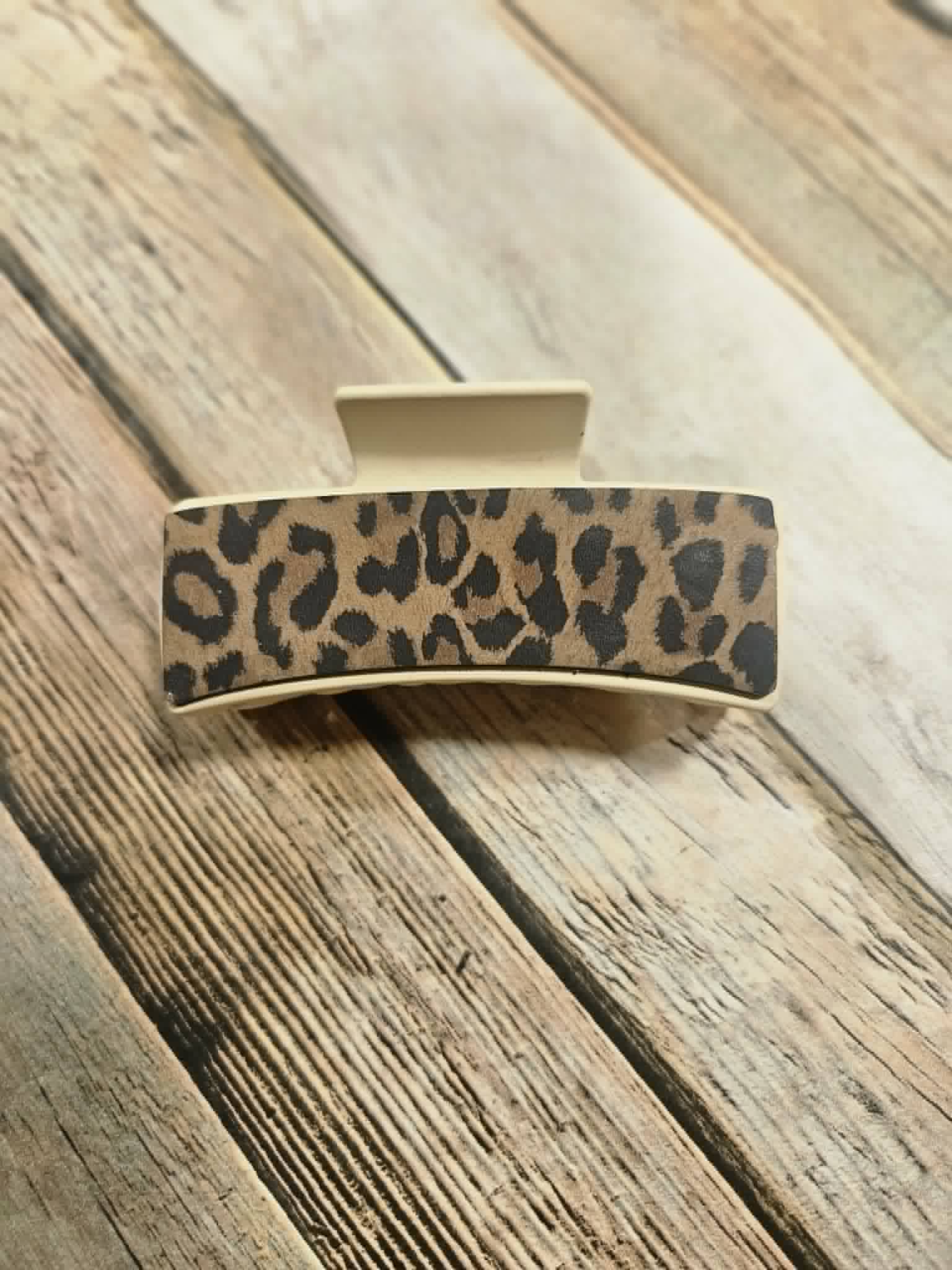 Laser Burned Leather Hair Claw Clip