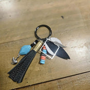 leather tassel Keychain, ammo keychain , bullet tassel keychain, beaded keychain, handmade keychain