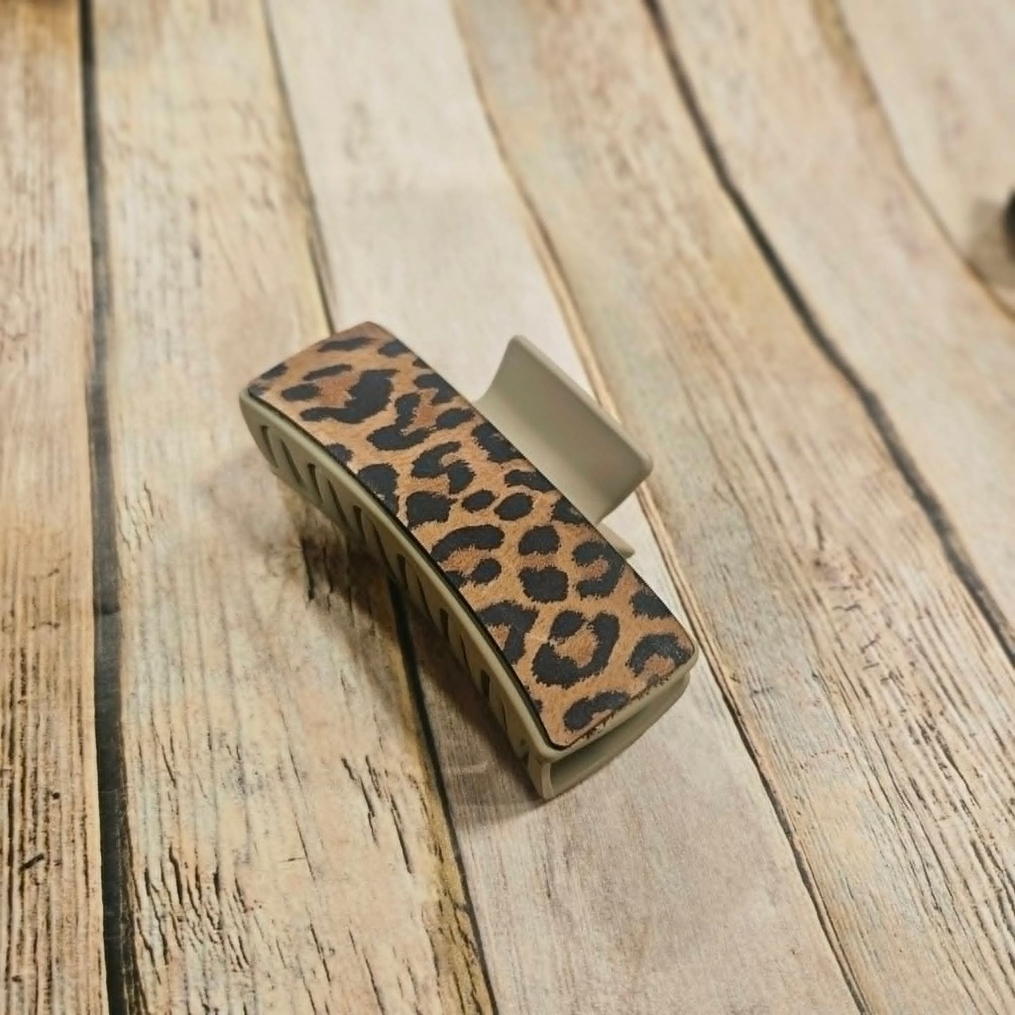 Laser Burned Leather Hair Claw Clip