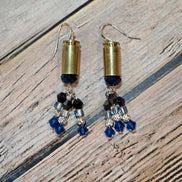 ammo tassel earrings, handmade earrings, crystal beaded jewelry