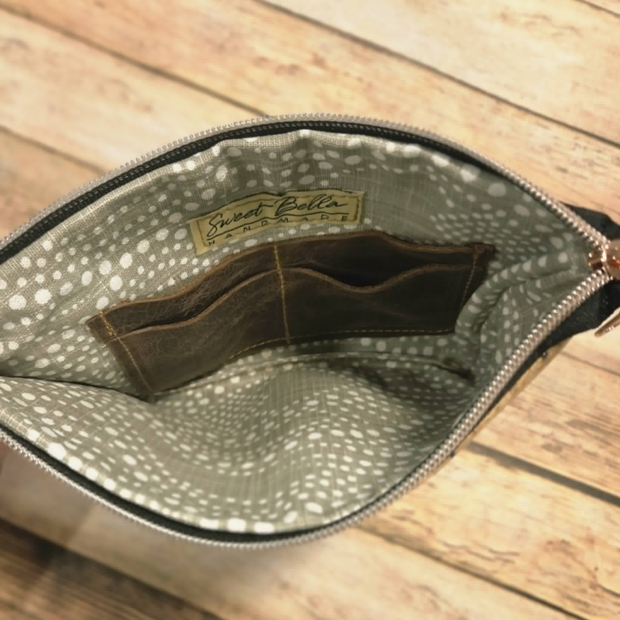 Oleta Snake Clutch Wristlet with black zipper