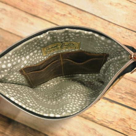 Oleta Snake Clutch Wristlet with black zipper
