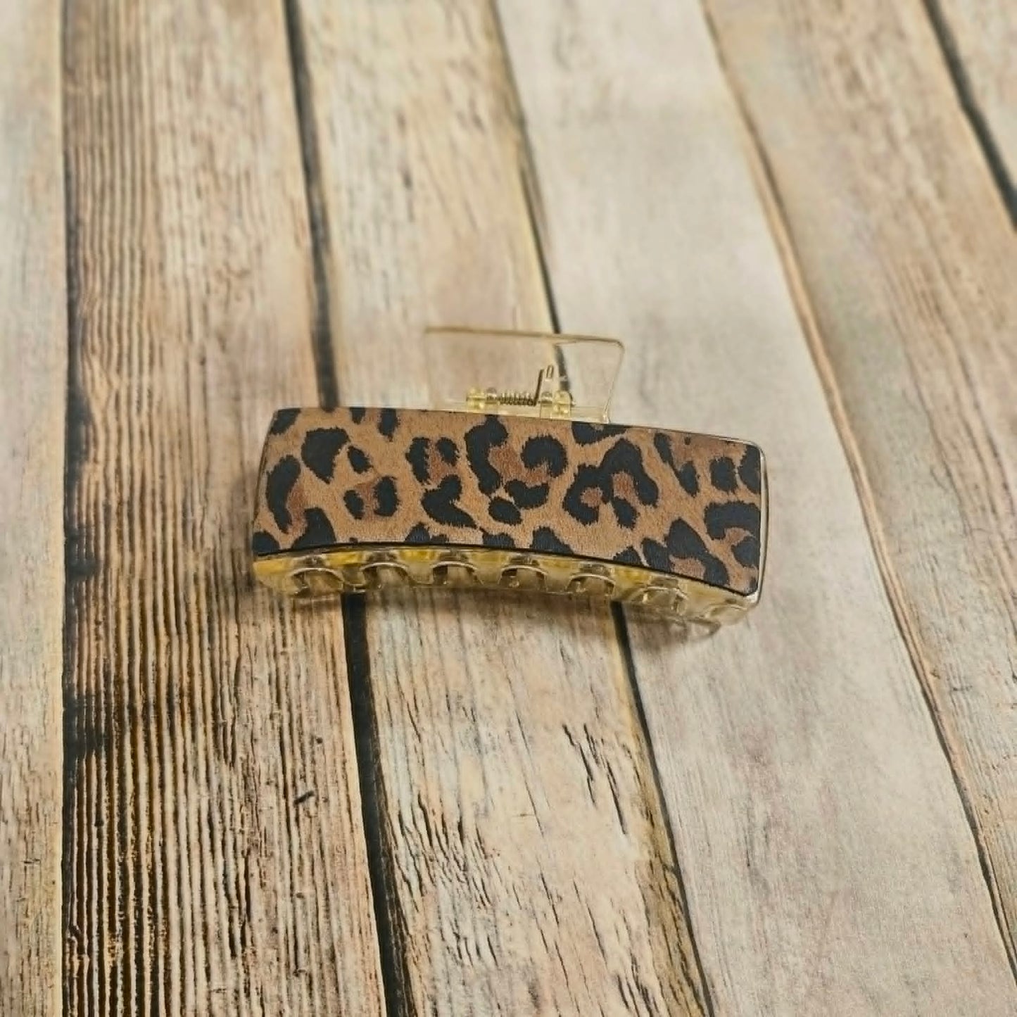Laser Burned Leather Hair Claw Clip