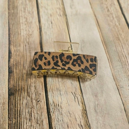 Laser Burned Leather Hair Claw Clip