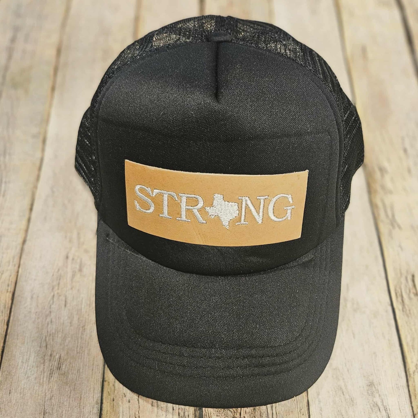 Embroidered Leather Patch Trucker Hat