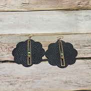 Black Leather Beaded Earrings