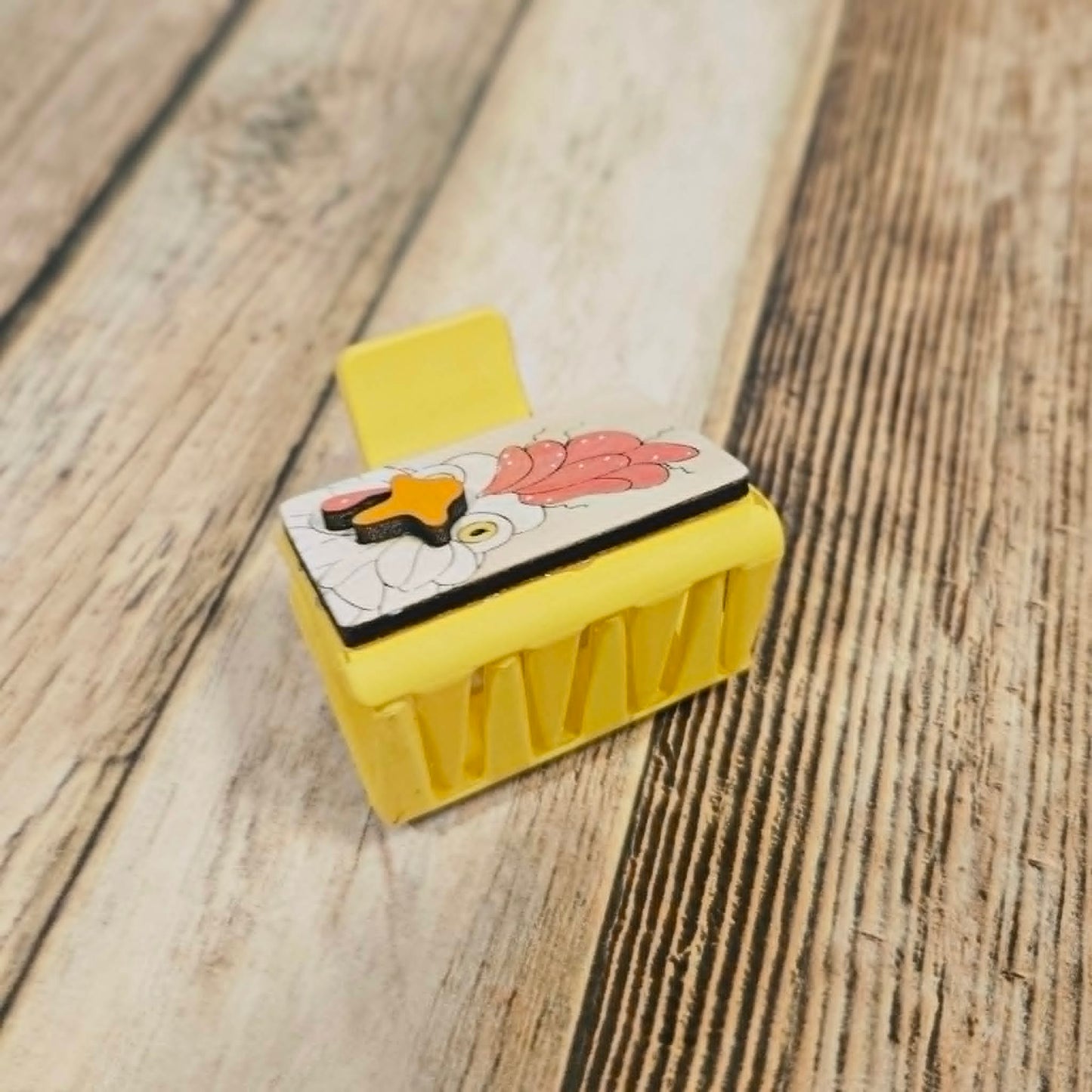 Laser Burned Wood Chicken Small Hair Claw Clip