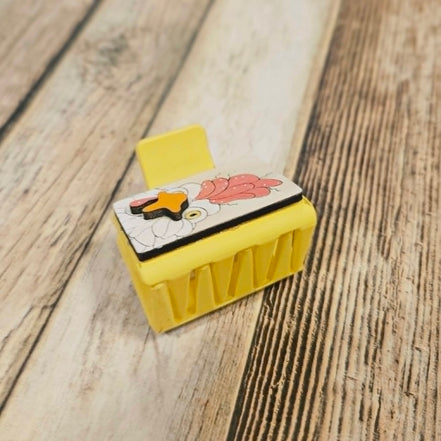 Laser Burned Wood Chicken Small Hair Claw Clip
