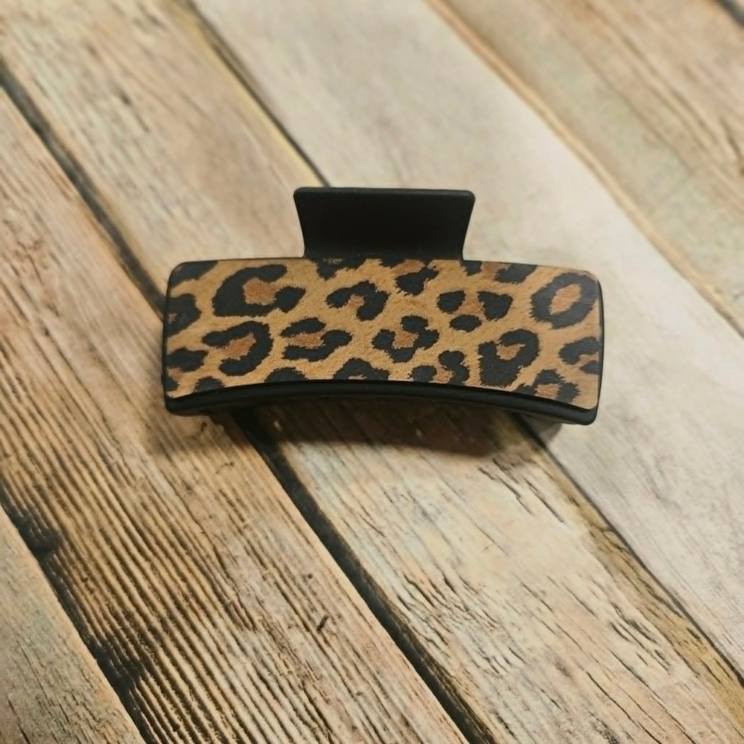 Laser Burned Leather Hair Claw Clip
