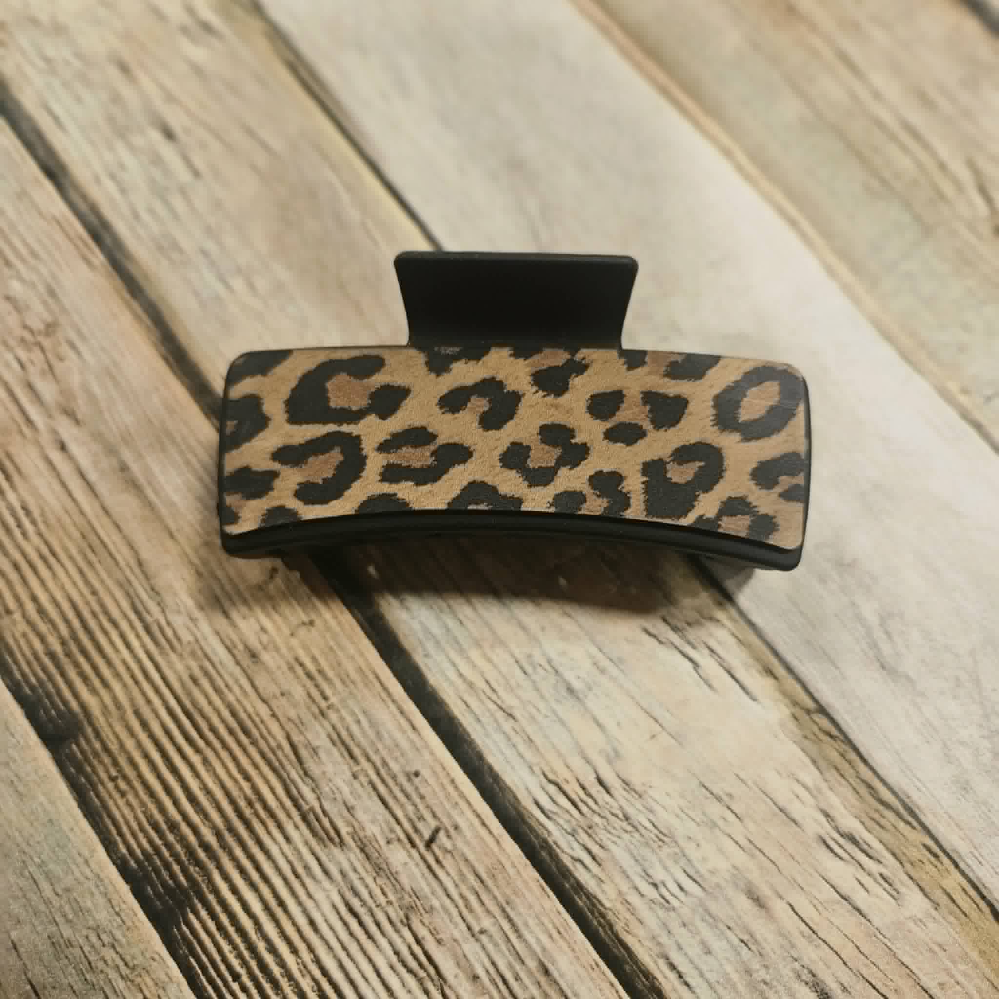 Laser Burned Leather Hair Claw Clip