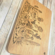 Laser Burned Cactus Cutting Board