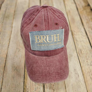 maroon cap, denim 