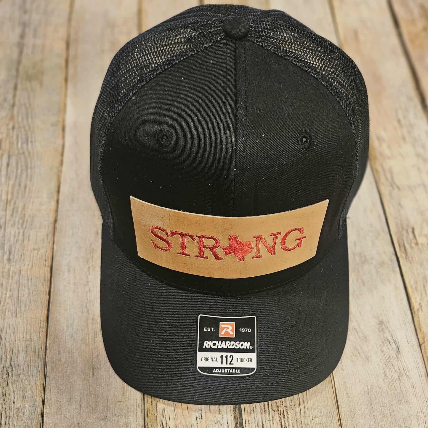 Embroidered Leather Patch Trucker Hat