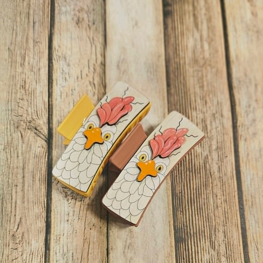Laser Burned Wood Chicken Hair Claw Clip