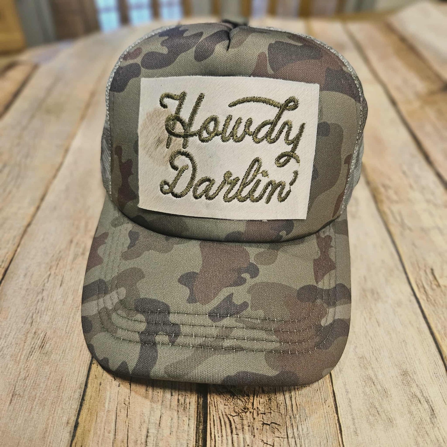 Embroidered Leather Patch Trucker Hat