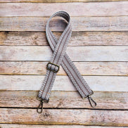 boho bag strap, neutral bag strap, adjustable bag strap, handmade strap, purse strap, crossbody bag strap, brown and white bag strap