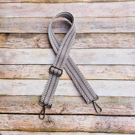 boho bag strap, neutral bag strap, adjustable bag strap, handmade strap, purse strap, crossbody bag strap, brown and white bag strap
