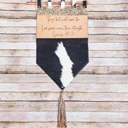 laser burned scripture wall hanging, handmade leather hanging, scripture art