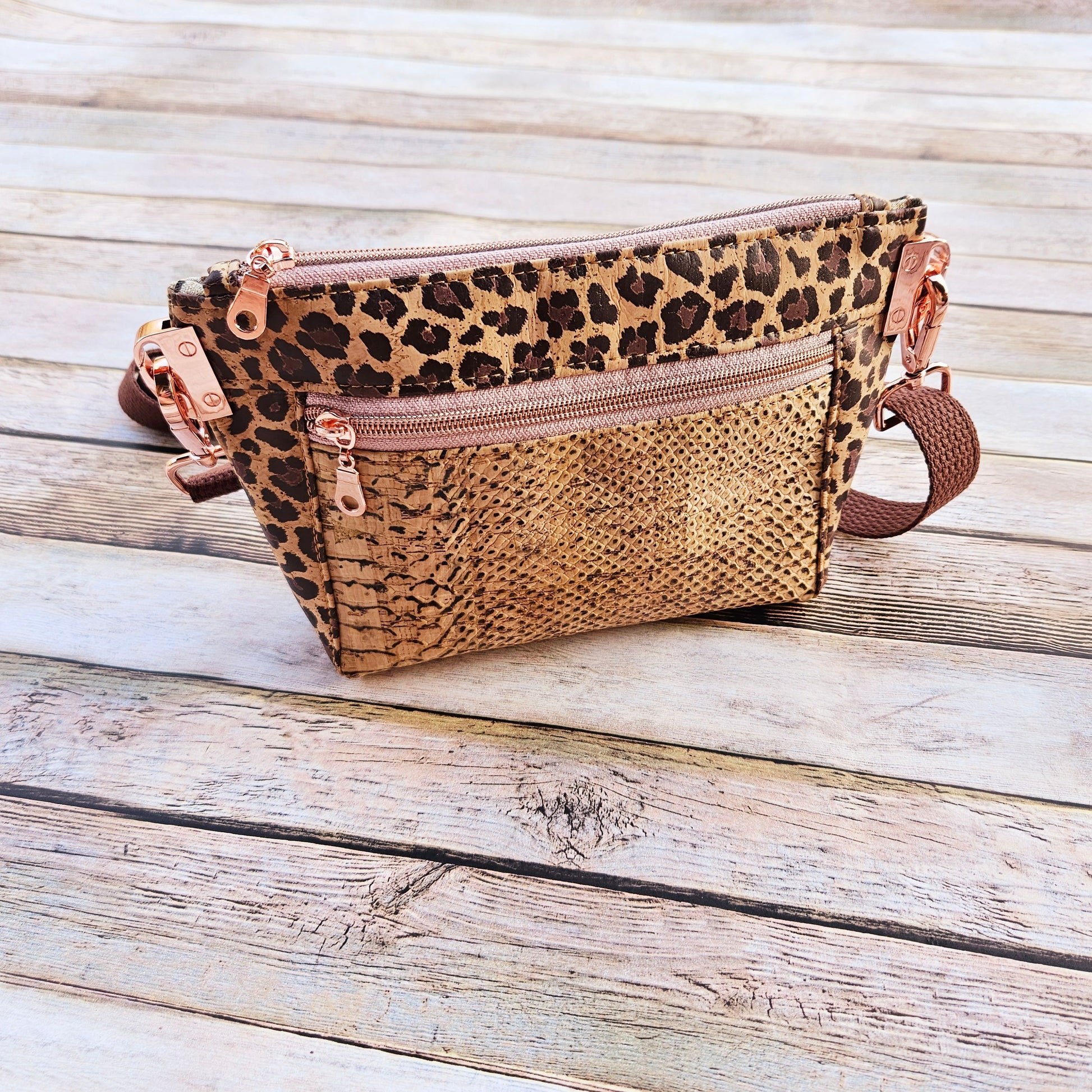 snake cork purse, leopard cork bag, crossbody bag, cork crossbody bag, snake and leopard cork bag, cork crossbody