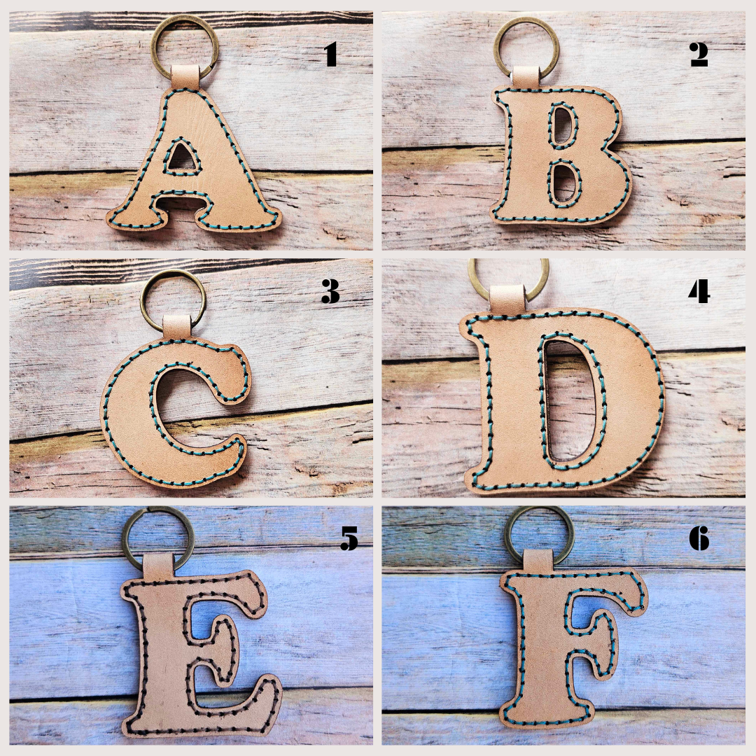 Laser burn, letter keychain, leather keychain, leather, 