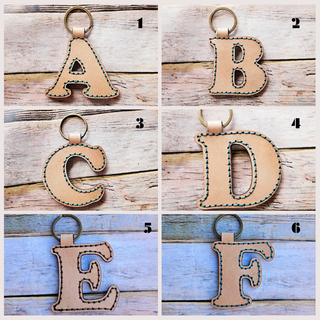 Laser burn, letter keychain, leather keychain, leather, 