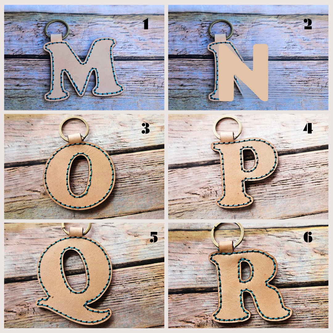 Laser burn, letter keychain, leather keychain, leather,