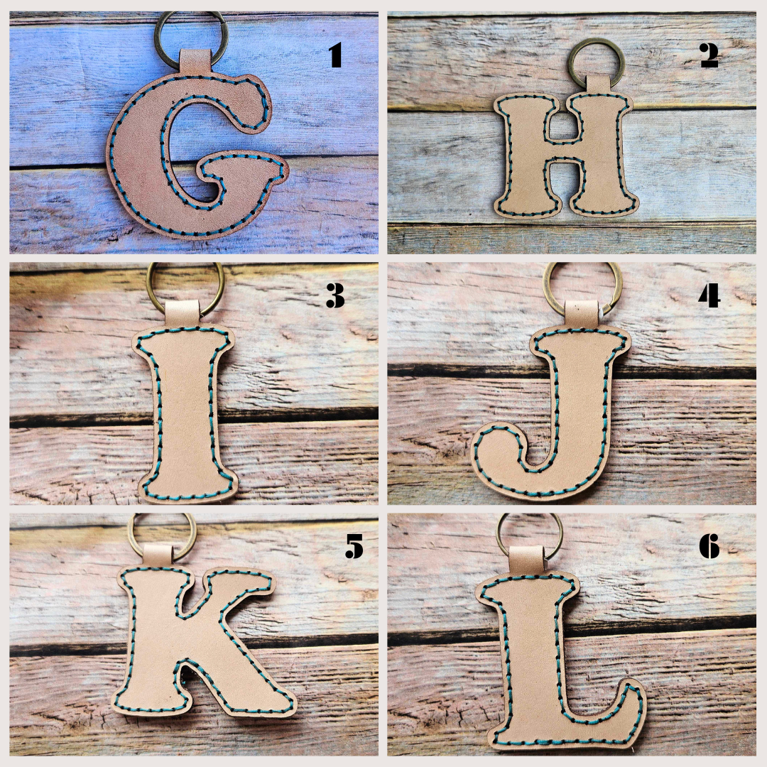 Laser burn, letter keychain, leather keychain, leather,