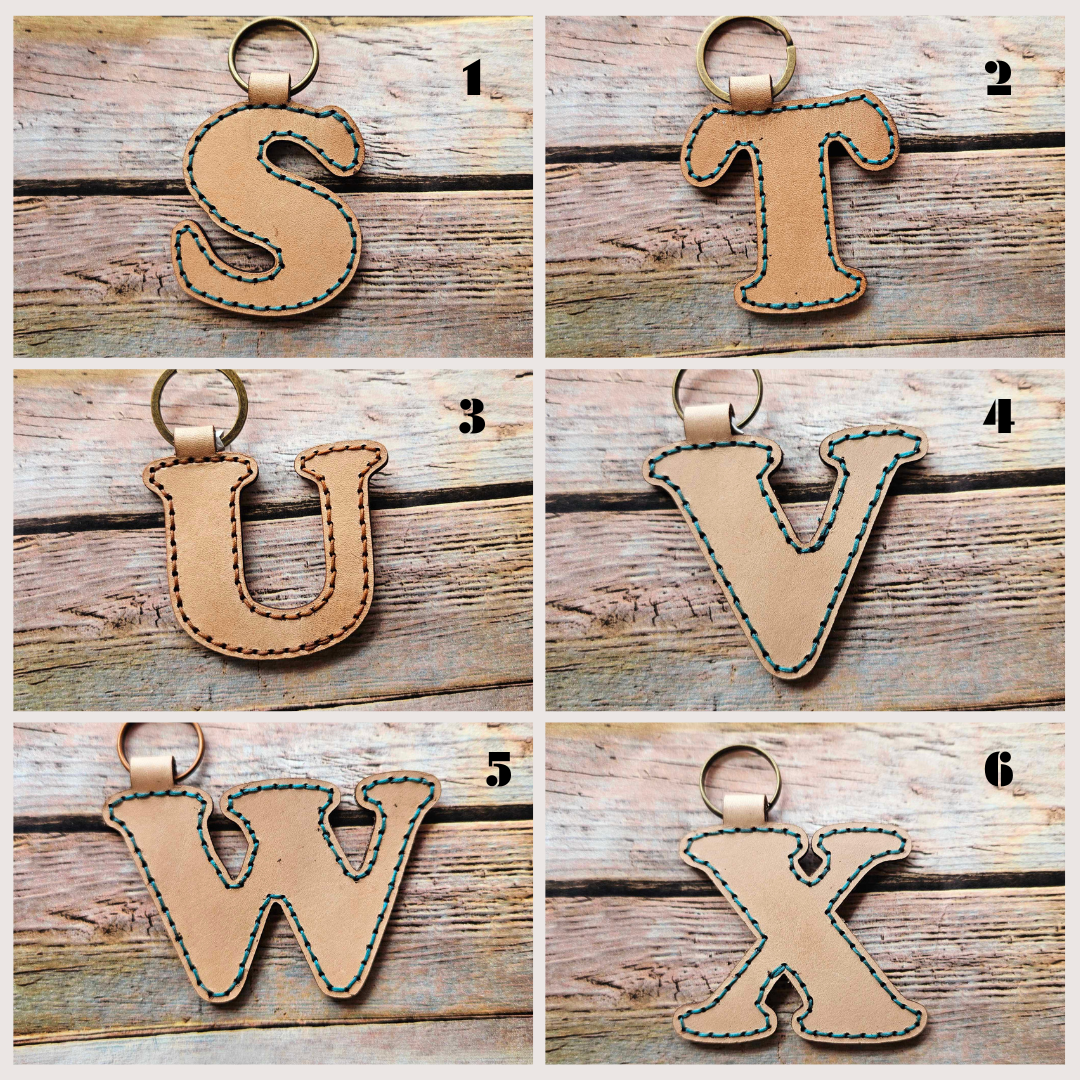 Laser burn, letter keychain, leather keychain, leather,