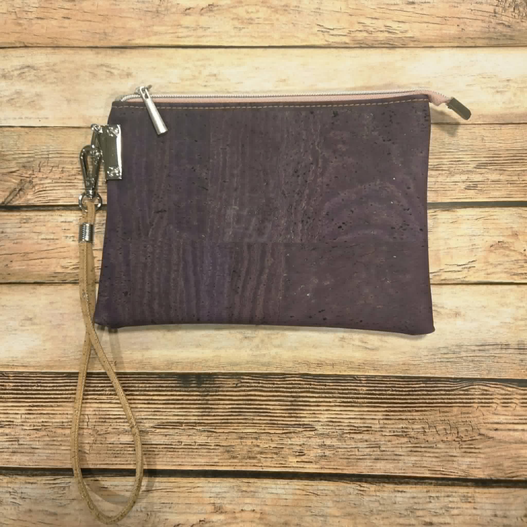 Oleta Purple Clutch Wristlet with Silver hardware