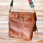 Mahala’s Heritage Brown & White Cowhide Crossbody – Handcrafted in Texas