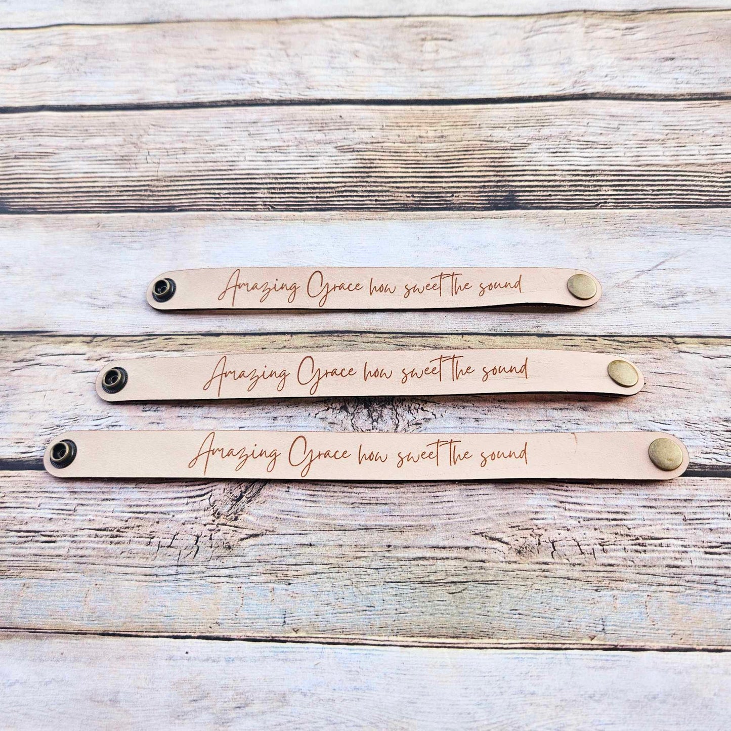 laser leather quote bracelet, strong bracelet, leather snap bracelet, burned leather